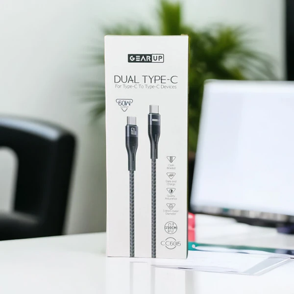 GearUP CC6015 Type-C to Type-C 60W PD Fast Charging Cable & Data Cable 1.5m