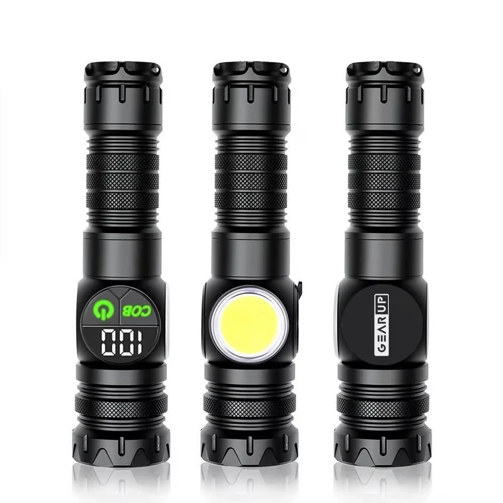 GearUP K60 800LM LED Flashlight | Zoom Torch with COB + Rechargeable Light