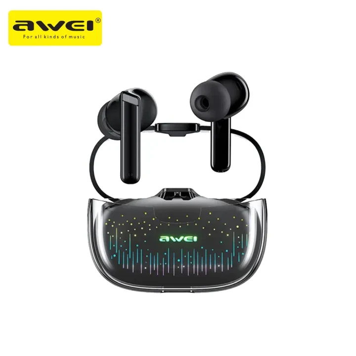 Awei T52 ANC TWS Wireless Earbuds Colorful Breathing Light Headphones