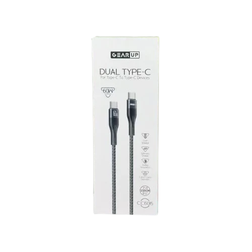 GearUP CC6015 Type-C to Type-C 60W Fast   Charging Cable -1.5M