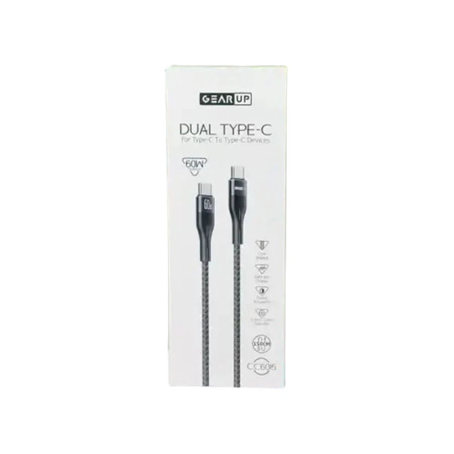GearUP CC6015 Type-C to Type-C 60W Fast   Charging Cable -1.5M