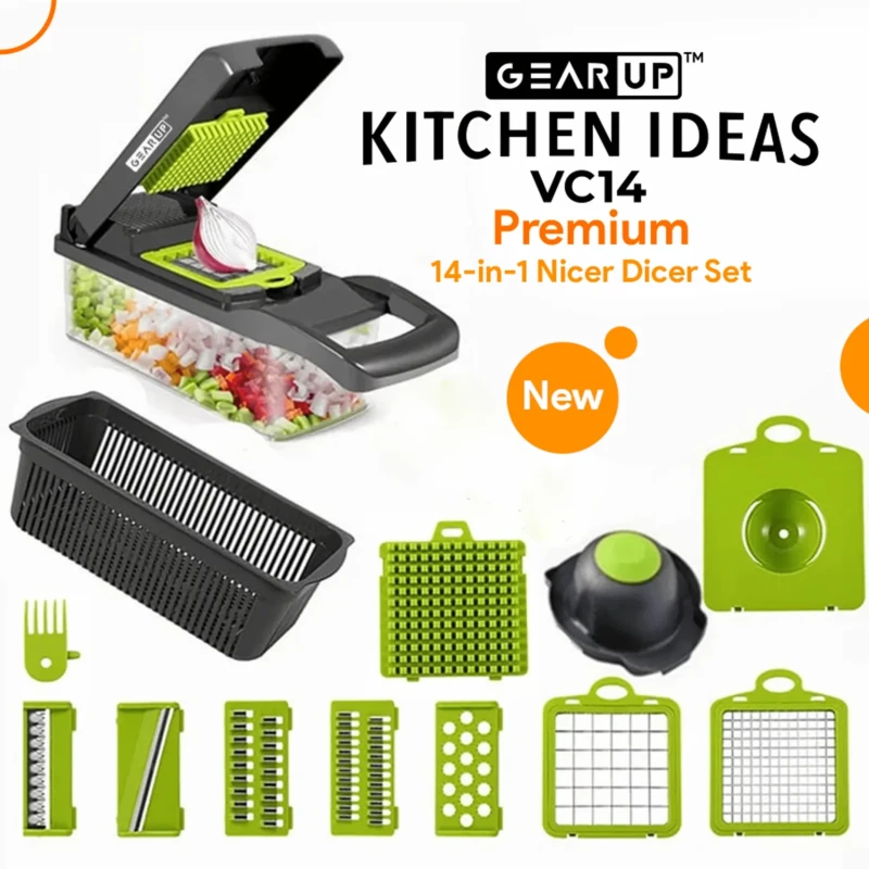 GearUP VC14 14-in-1 Vegetable Cutter & Slicer | Multifunction Fruits & Kitchen Tool